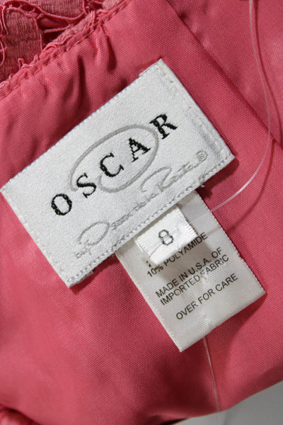 Oscar Oscar de la Renta Women's Lace Knee Length Pencil Skirt Pink Size 8