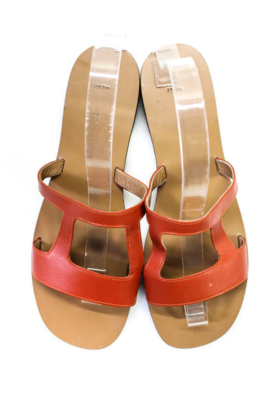 Zeus + Dione Womens Cut-Out Strapped Slip-On Round Toe Sandals Orange Size EUR39