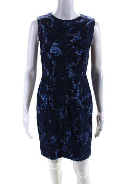 Cynthia Steffe Women's Sleeveless Lace Sheath Dress Blue Size 2