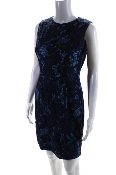Cynthia Steffe Women's Sleeveless Lace Sheath Dress Blue Size 2