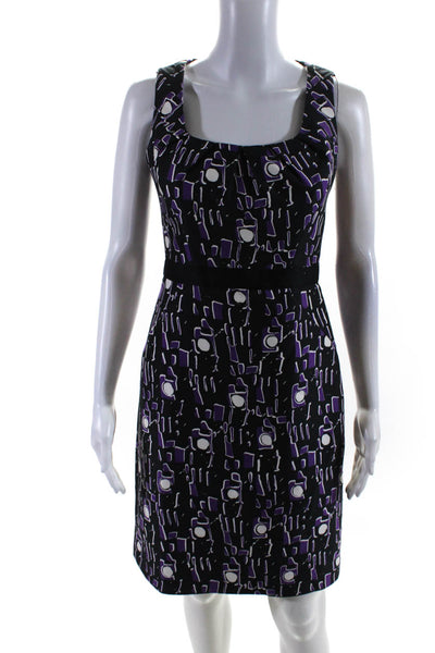 Milly Women's Sleeveless Scoop Neck Abstract Print A-Line Dress Purple Size 2