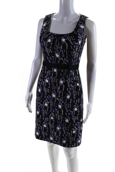 Milly Women's Sleeveless Scoop Neck Abstract Print A-Line Dress Purple Size 2