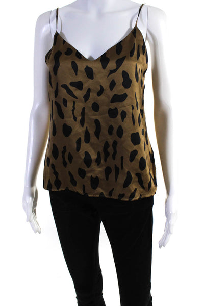 L'Agence Womens Silk Animal Print Tank Top Brown Black Size Extra Small