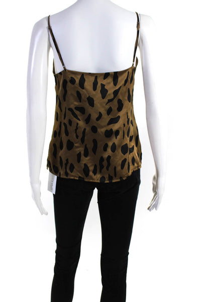 L'Agence Womens Silk Animal Print Tank Top Brown Black Size Extra Small