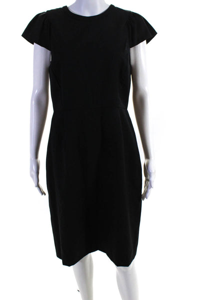 J Crew Womens Short Sleeve Sheath Dress Black Wool Size 8