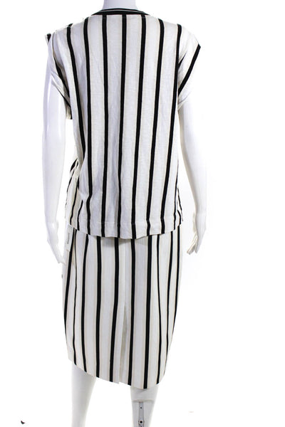 0'2nd For Barneys Womens Striped  Skirt Set White Black Cotton Size 8