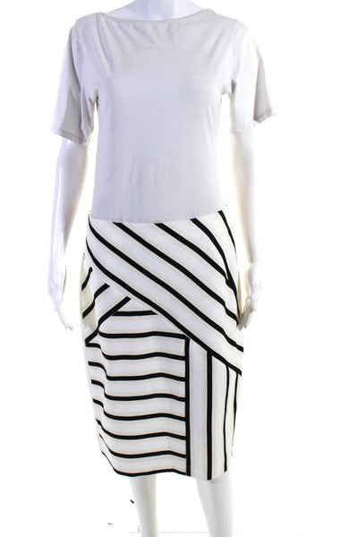 0'2nd For Barneys Womens Striped  Skirt Set White Black Cotton Size 8