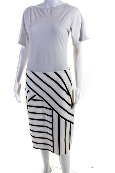 0'2nd For Barneys Womens Striped  Skirt Set White Black Cotton Size 8