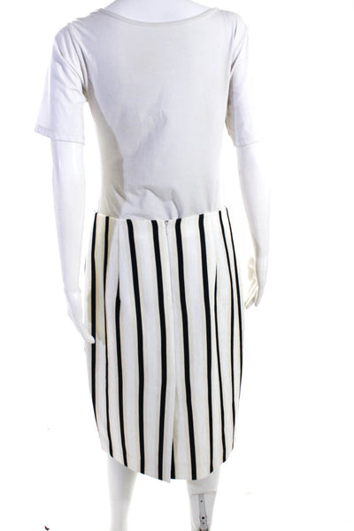 0'2nd For Barneys Womens Striped  Skirt Set White Black Cotton Size 8