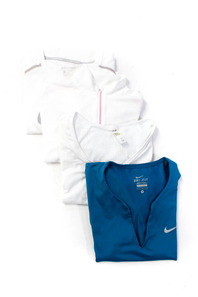Nike Women's Basic Tees Mock Neck Fleece Blue White Size S M Lot 4