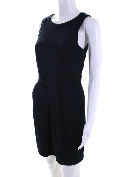 Claudie Pierlot Womens Round Neck Sleeveless Sheath Dress Navy Blue Size 34