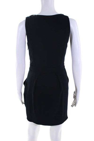 Claudie Pierlot Womens Round Neck Sleeveless Sheath Dress Navy Blue Size 34