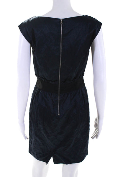 Cynthia Steffe Womens Cotton Textured Pleated Waist Sleeveless Dress Blue Size 0