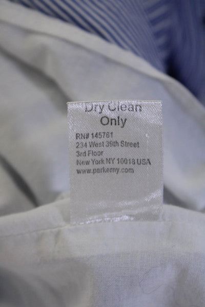 Parker Womens Cotton Striped Print Ruffled Hem Flared Skirt Blue White Size 2