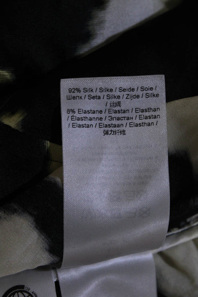 Ganni Womens Silk Tie Dye Print Asymmetrical Ruffled Blouse Top Black Size EUR40