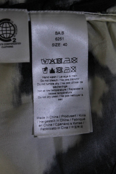 Ganni Womens Silk Tie Dye Print Asymmetrical Ruffled Blouse Top Black Size EUR40