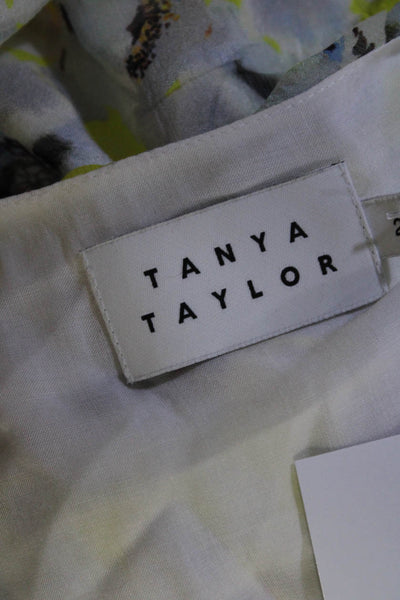 Tanya Taylor Womens Silk Floral Print Ruffled Wrap Tied Maxi Dress Yellow Size 2