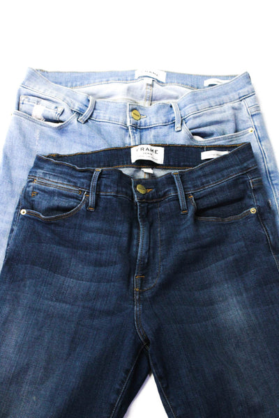 Frame Womens Dark Light Washed Distress Hem Skinny Jeans Blue Size 26 27 Lot 2