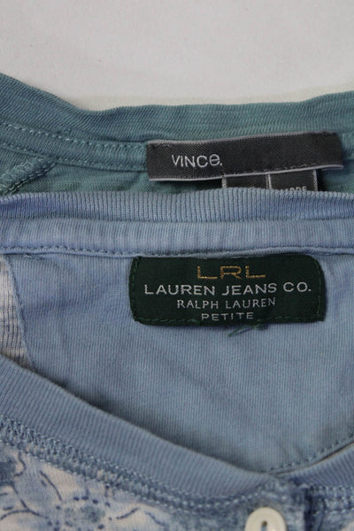 LRL Lauren Jeans Vince Women's Short Sleeve Tees Blue Size XS S Lot 2