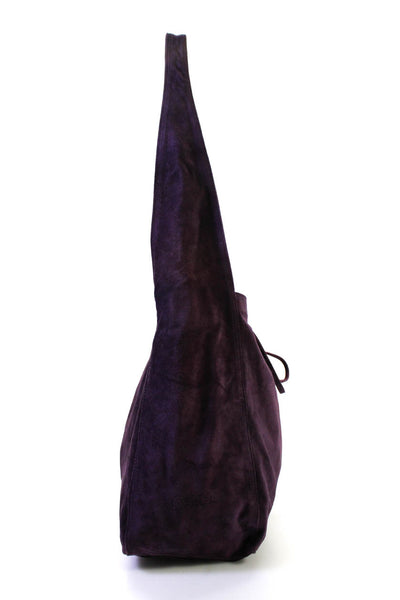 Carlos Falchi Womens Single Strap Snap Top Medium Shoulder Handbag Purple Suede