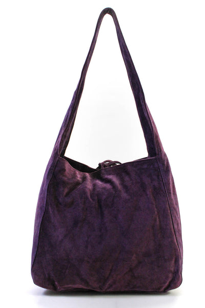 Carlos Falchi Womens Single Strap Snap Top Medium Shoulder Handbag Purple Suede