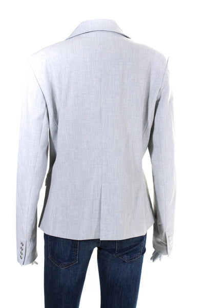 Ecru Women's Cotton Long Sleeve Shaped One Button Blazer Gray Size 8