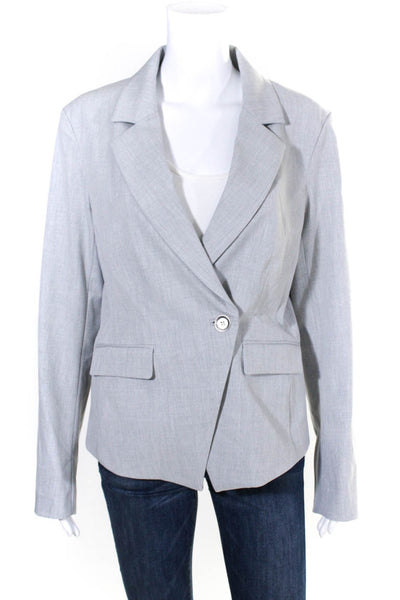 Ecru Women's Long Sleeve Cotton Mid Length One Button Blazer Jacket Gray 10