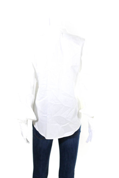 Trina Turk Women's Cotton Collared Long Sleeve Button Down Blouse White Size M