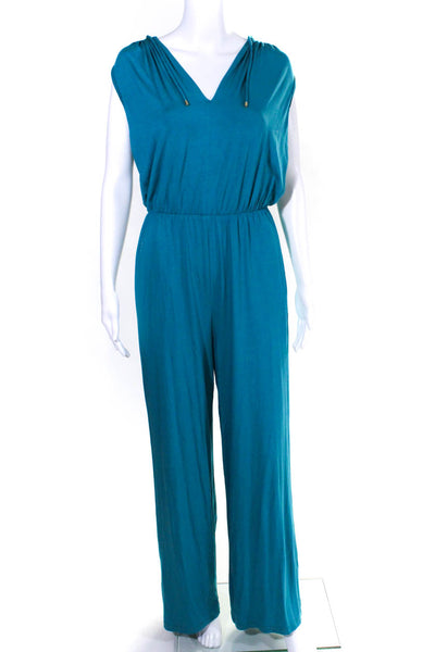 Trina Turk Women's Sleeveless Mighty Jumpsuit Tile Blue Size S