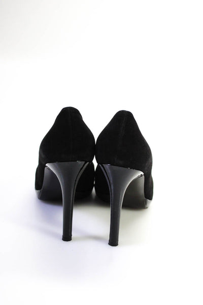 Stuart Weitzman Womens Leather Suede Peep Toe Stiletto Heels Black Size 8M