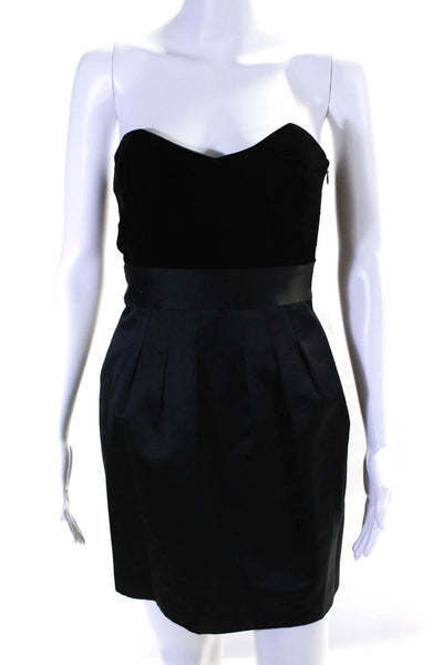 Theory Womens Velvet Bodice Empire Waist Pleated Mini Dress Black Size 2