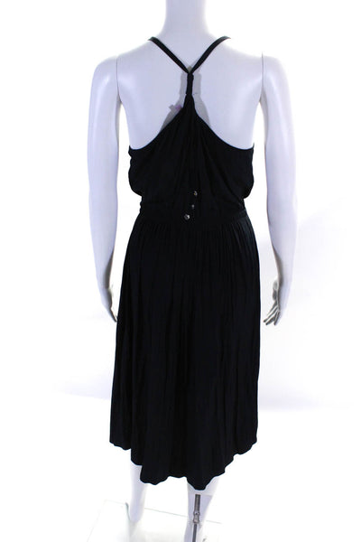 Calypso Saint Barth Womens Pleated Wrap Hem Sleeveless Dress Navy Blue Size XS