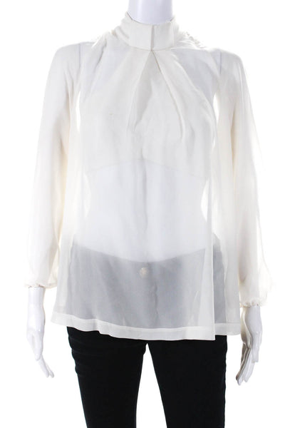 Robert Rodriguez Women's Sheer Long Sleeve Blouse White Size 0