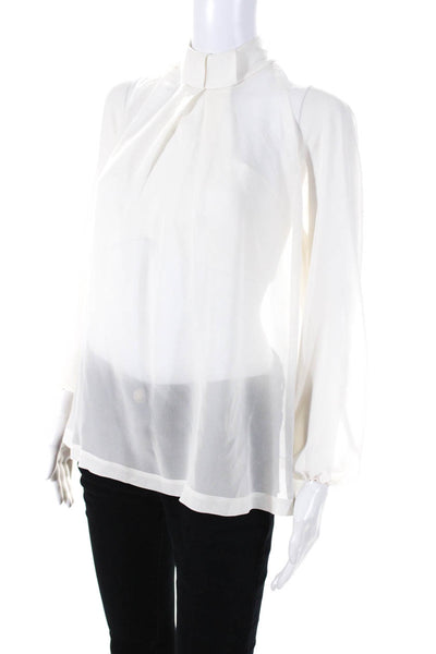 Robert Rodriguez Women's Sheer Long Sleeve Blouse White Size 0