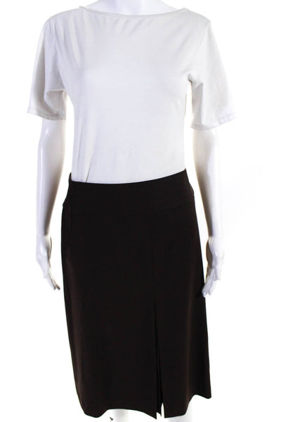 DKNY Womens Inverted Pleat Knee Length A Line Flare Skirt Brown Wool Size 4