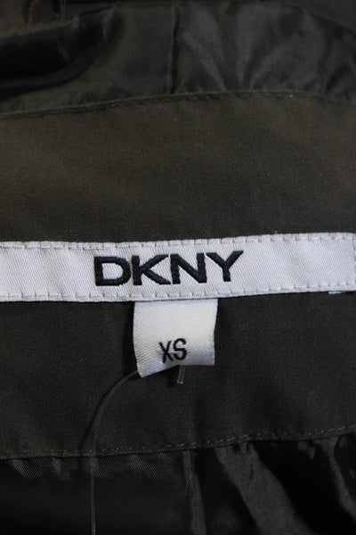 DKNY Women's Lined Drawstring Anorak Jacket Olive Green Size XS