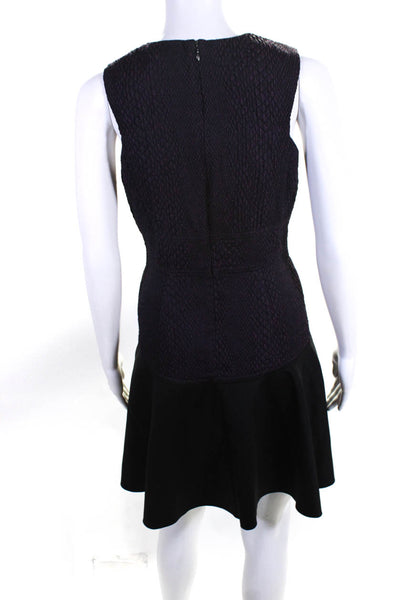 Rebecca Taylor Womens Sleeveless Textured V-Neck A-Line Mini Dress Purple Size 4