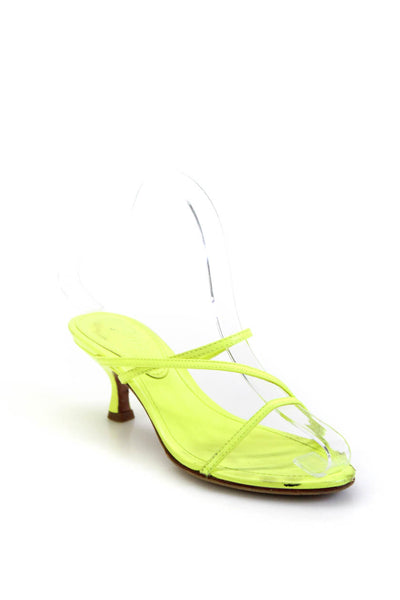 Schutz Womens Neon Yellow Leather Strappy High Heels Sandals Shoes Size 5B