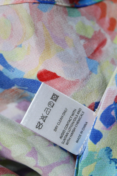Saloni Women's 3/4 Sleeve V Neck Button Down Silk Blouse Multicolor Size 2