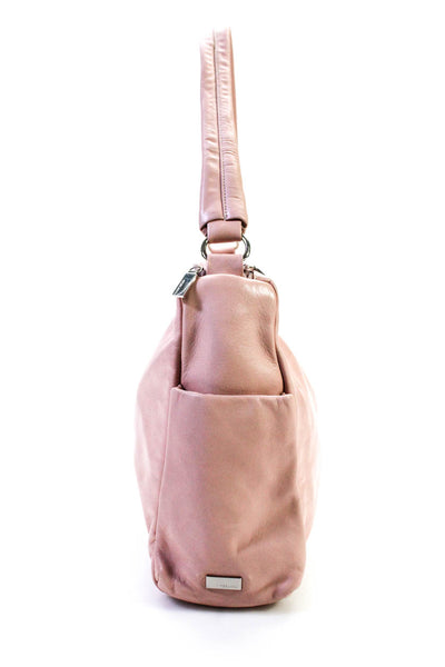 Perlina Womens Double Zipped Darted Single Strapped Shoulder Handbag Pink