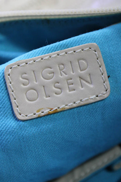Sigrid Olsen Womens Asymmetrical Textured Striped Zipped Shoulder Handbag Beige