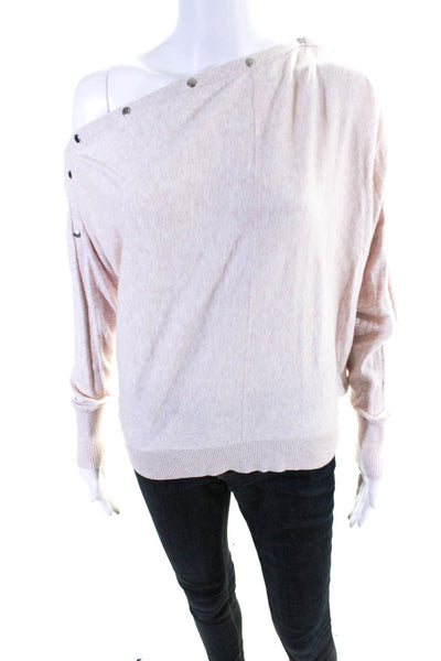 Allsaints Women's Cotton Ribbed Trim Snap Elle Jumper Sweater Pink Size S