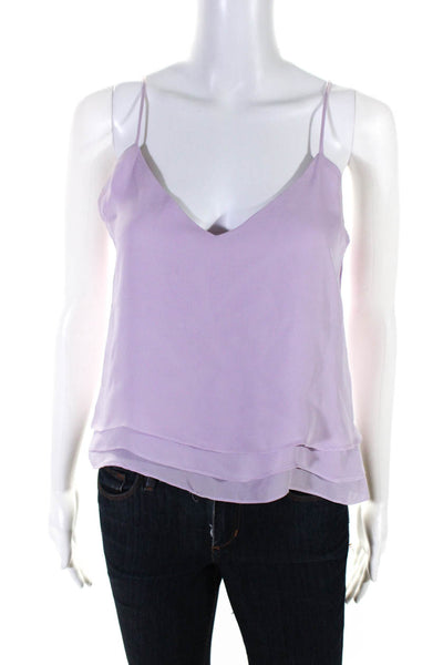 Parker Womens Silk Sleeveless Layered Cropped Tank Top Blouse Lavender Size XS