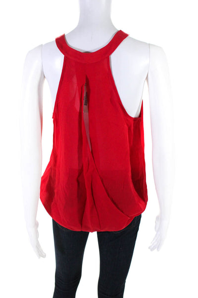 Parker Womens Silk Sleeveless Wrap Over V-Neck Blouse Top Red Size XS