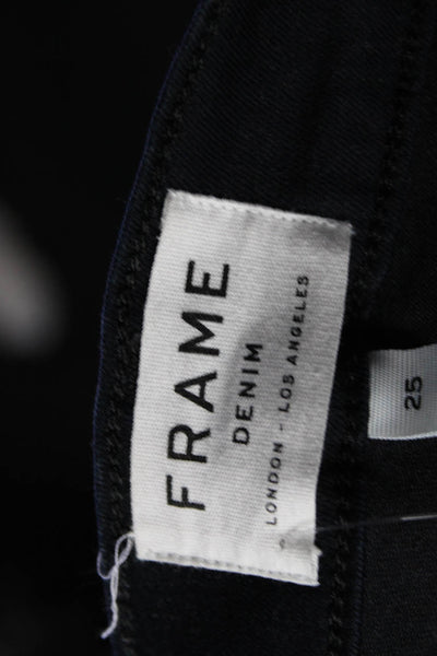 Frame Denim Womens High Rise Tiered Fringe Ankle Skinny Jeans Black Size 25