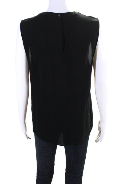 ALC Womens Sleeveless Crew Neck Velvet Pocket Shirt Top Black Size 8
