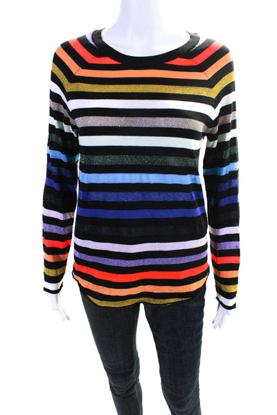 Replica Los Angeles Womens Crew Neck Metallic Striped Sweater Multicolored Large