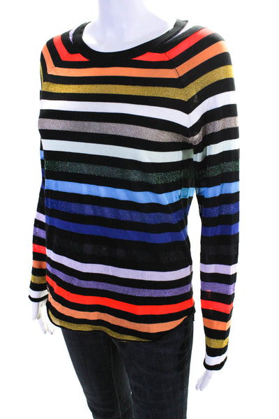 Replica Los Angeles Womens Crew Neck Metallic Striped Sweater Multicolored Large