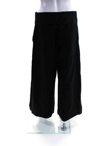 A.L.C. Womens Cotton Folded Pleat Zip Button Belted Wide Leg Pants Black Size 6