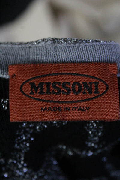 Missoni Orange Label Womens Open Front Metallic Knit Cardigan Sweater Gray IT 38